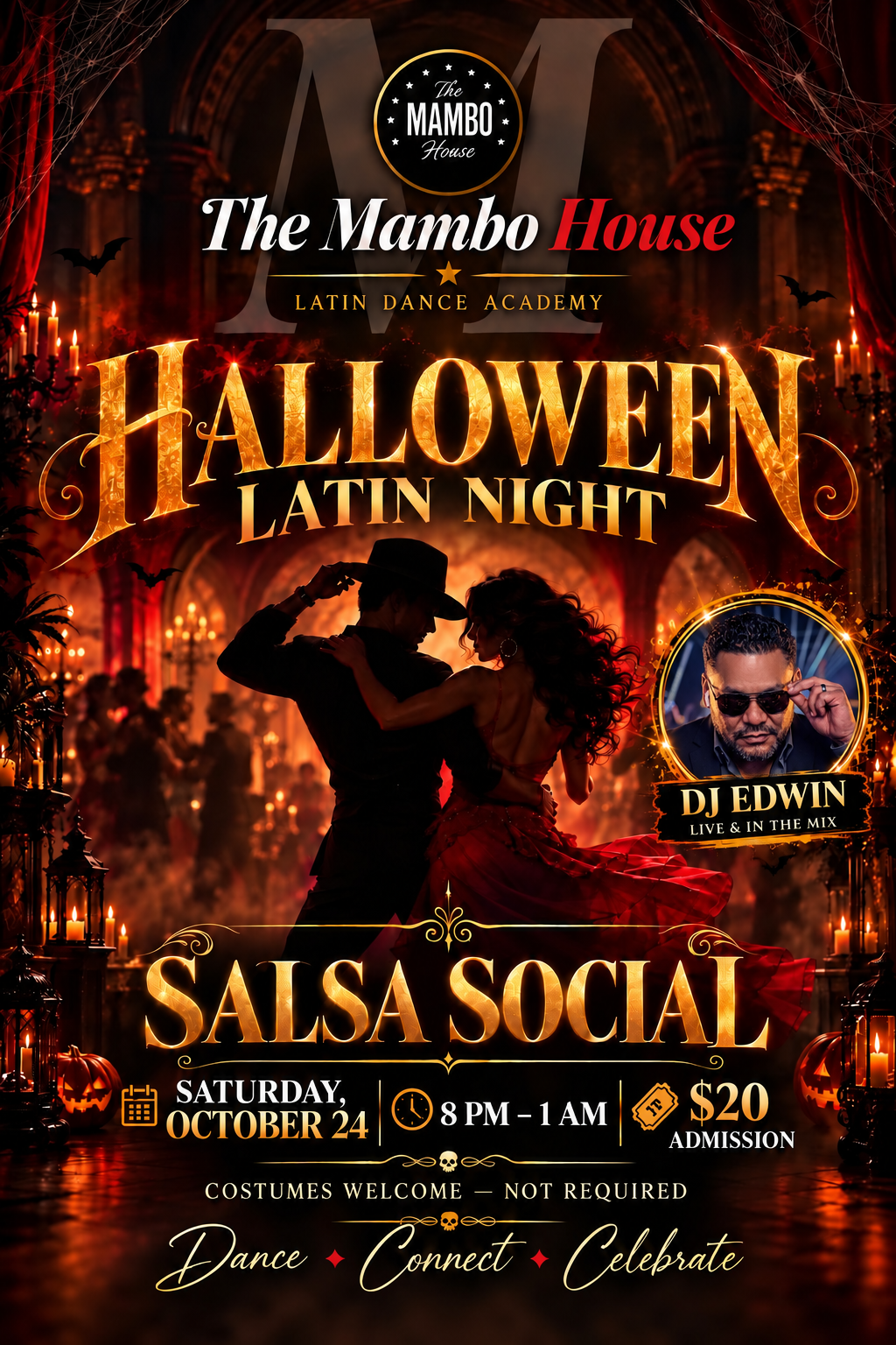 Halloween Latin Night Salsa Social with DJ Edwin, Saturday October 24, 8 PM to 1 AM, $20 admission