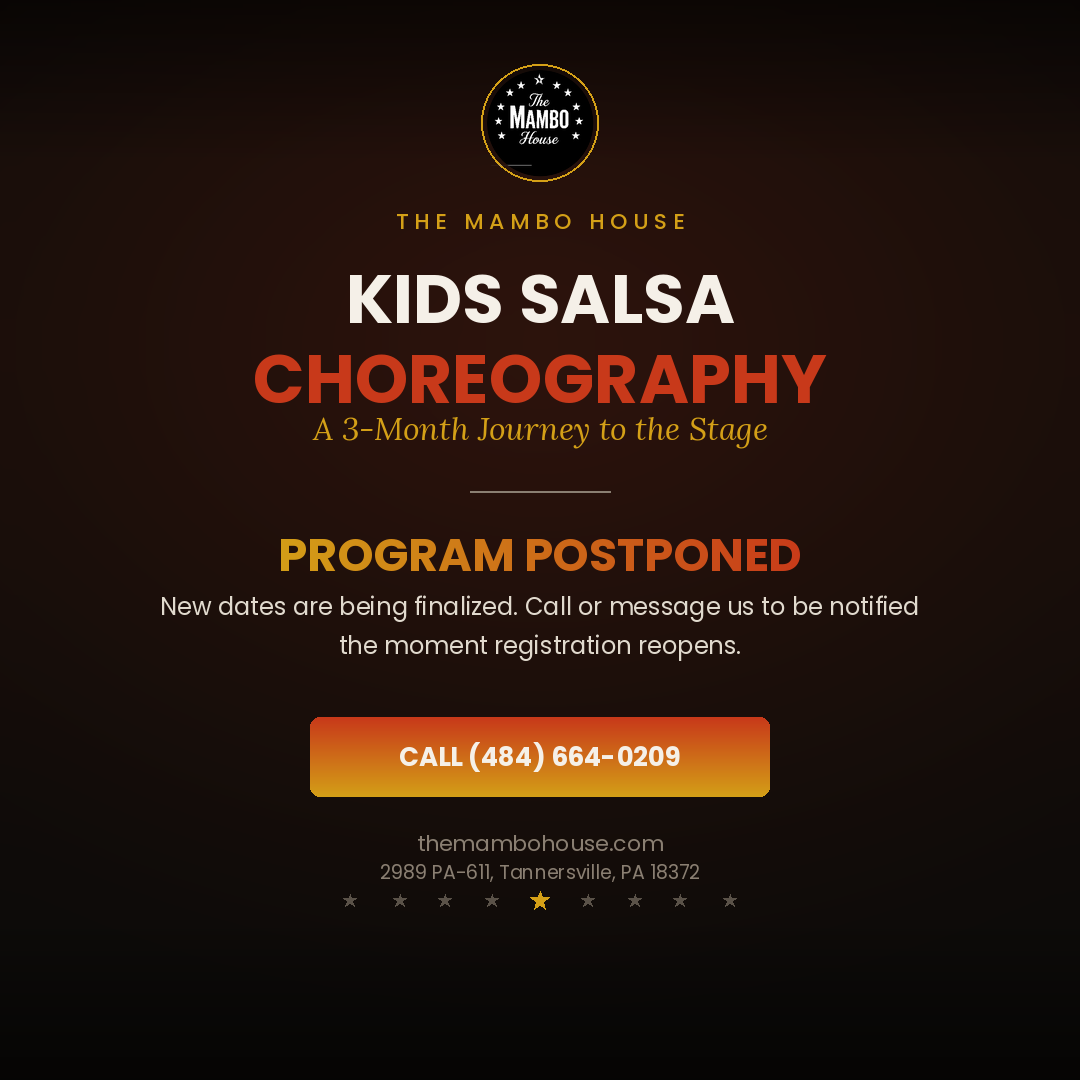 Kids Salsa Choreography — Program Postponed, new dates coming soon, call (484) 664-0209