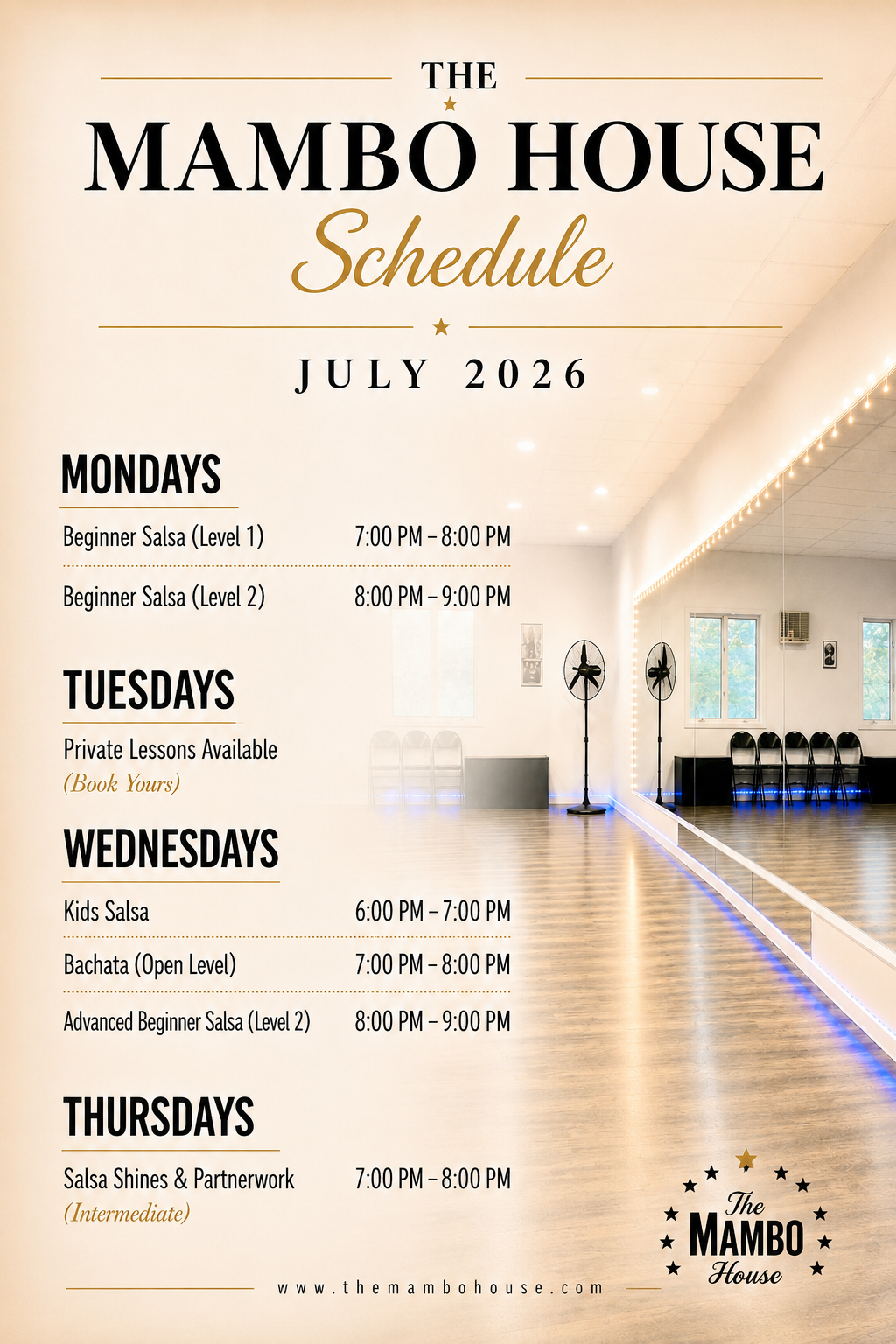 The Mambo House Schedule July 2026