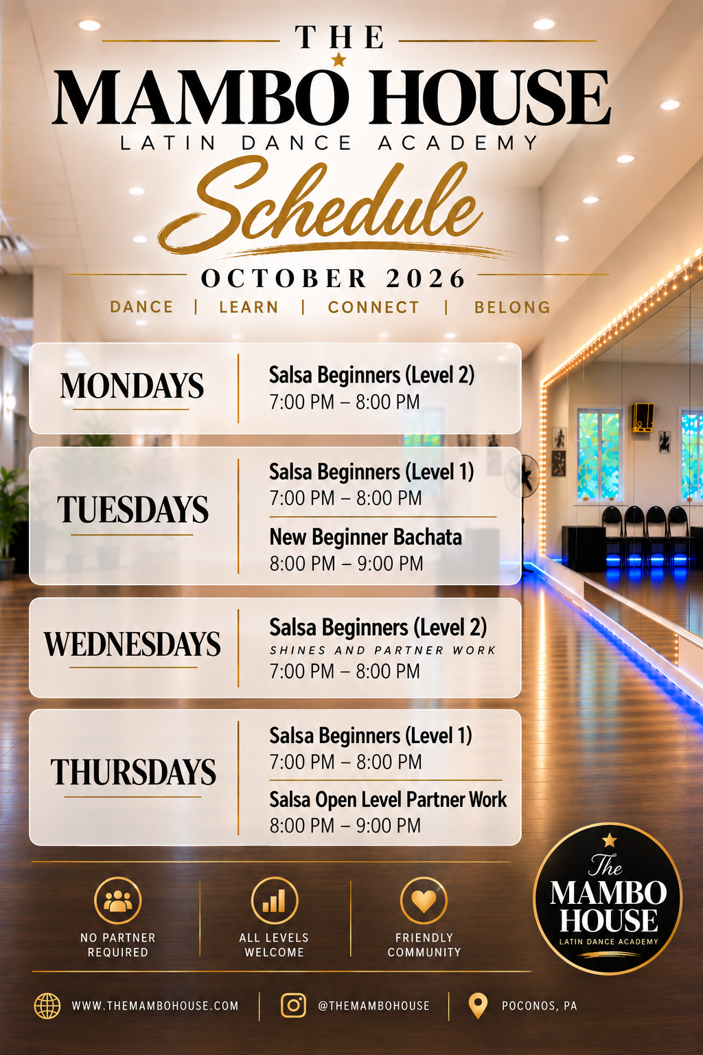 The Mambo House Schedule October 2026
